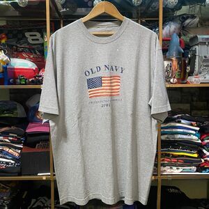 Vintage 2001 Old Navy American Flag Shirt Heather Gray Y2K Tee XL